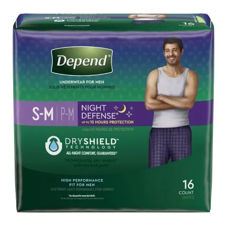 Kimberly Clark - 51124 - Depend Night Defense Underwear for Men, Small/Medium