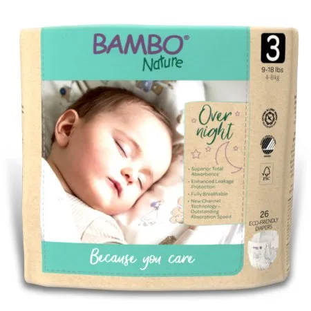 Abena North America - Bambo Nature - 1000021009 - Diaper, Overnight Bamboo Nature Sz3 (26/pk 4pk/cs)