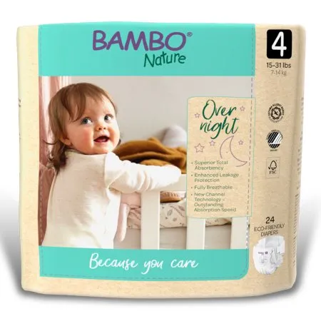 Abena North America - Bambo Nature - 1000021010 - Diaper, Overnight Bamboo Nature Sz4 (24/pk 4pk/cs)