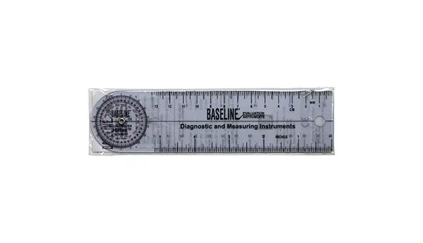 Fabrication Enterprises - 12-1006HR-25 - Baseline Plastic Goniometer - Rulongmeter Style - HiRes 360 Degree Head - 7 inch Arms, 25-pack