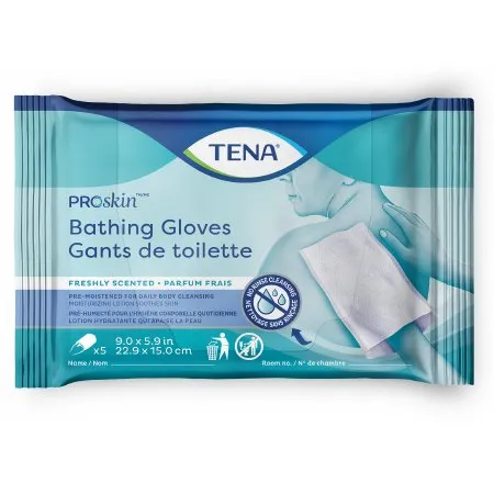 Essity Health & Medical Solutions - TENA ProSkin - 54366 - Essity  Rinse Free Bathing Glove Wipe  Soft Pack Water / PEG 8 / Dimethicone Scented 5 Count
