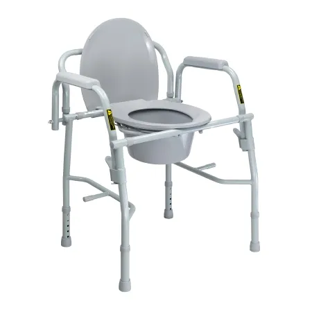 McKesson - 146-11125KD-1 - Commode Chair Mckesson Drop Arms Steel Frame Back Bar 13-3/4 Inch Seat Width 300 Lbs. Weight Capacity