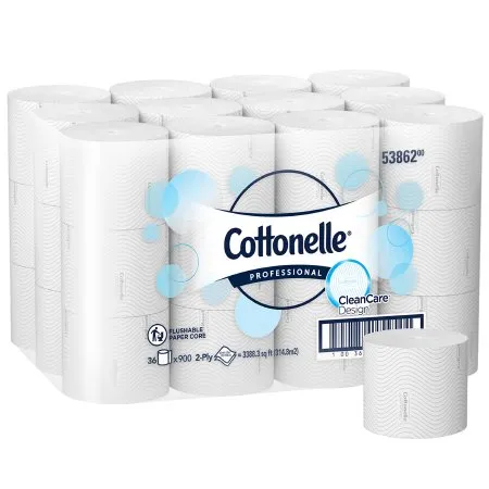 Kimberly Clark - 53862 - Cottonelle Paper Core High-Capacity Standard Toilet Paper with CleanCare Design 2-Ply White 900 sht-rl 36 rl-cs