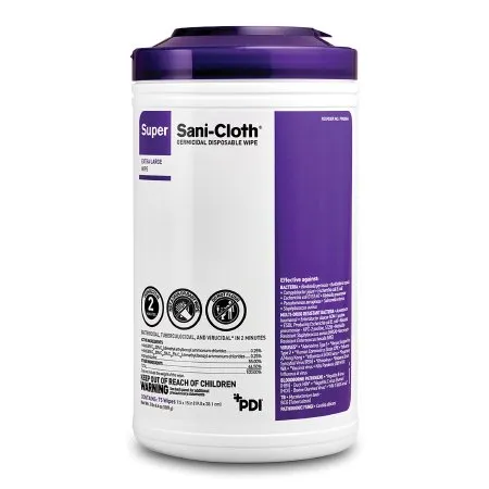 PDI - Professional Disposables - Super Sani-Cloth - P86984 - Professional Disposables Super Sani Cloth Super Sani Cloth Surface Disinfectant Cleaner Premoistened Germicidal Manual Pull Wipe 75 Count Canister Alcohol Scent NonSterile