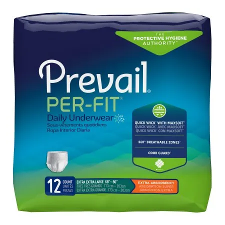 First Quality - Prevail Per-Fit - PF-517 - Prevail Per Fit Unisex Adult Absorbent Underwear Prevail Per Fit Pull On with Tear Away Seams 2X Large Disposable Heavy Absorbency