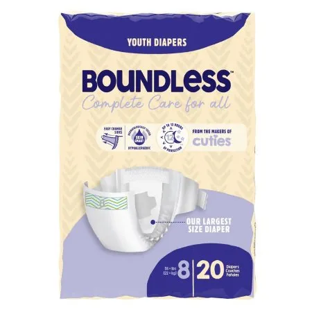 First Quality - CR8001 - BoundlessUnisex Youth Incontinence Brief Boundless Size 8 Disposable Heavy Absorbency