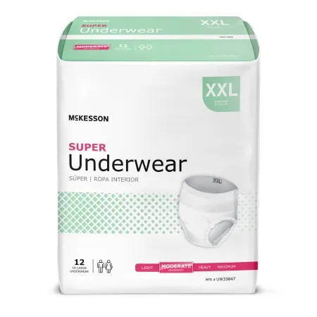 McKesson - UW33847 - Unisex Adult Absorbent Underwear Mckesson Pull On With Tear Away Seams 2x-large Disposable Moderate Absorbency