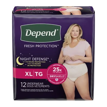 Kimberly Clark - Depend Night Defense - 55154 - Female Adult Absorbent Underwear Depend Night Defense Pull On With Tear Away Seams X-large Disposable Heavy Absorbency