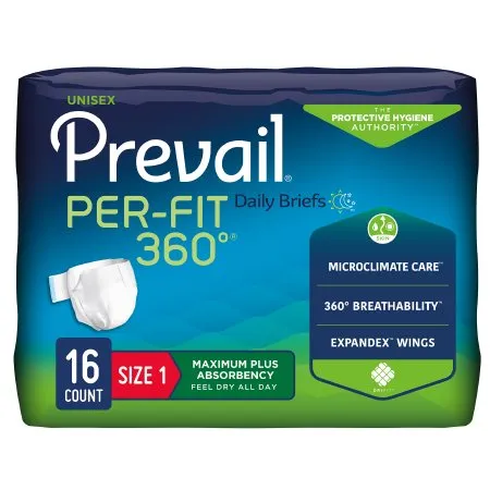First Quality - PFNG-012/1 - Prevail Per-Fit 360 Incontinence Briefs, Maximum Plus Absorbency, Size 1/ Medium 26" - 48" - REPLACES: FQPFNG012