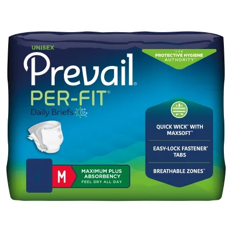 First Quality - Prevail Per-Fit - PF-012/2 - Unisex Adult Incontinence Brief Prevail Per-fit Medium Disposable Heavy Absorbency