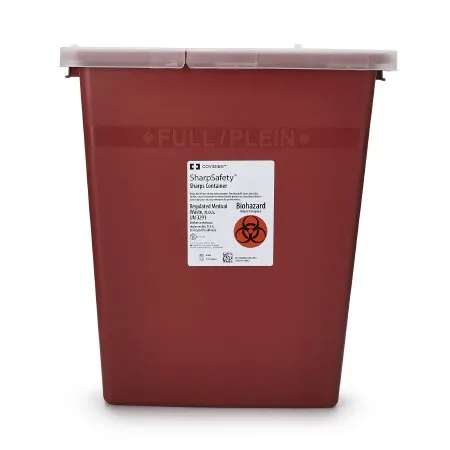 Cardinal - SharpSafety - 8980- - Sharps Container SharpSafety Red Base 17-1/2 H X 15-1/2 W X 11 D Inch Vertical Entry 8 Gallon