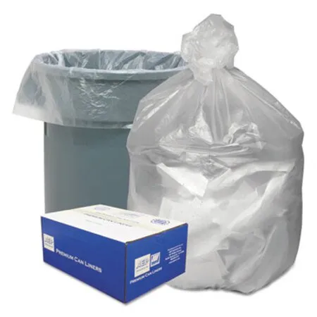 n Tuff - WBI-GNT3860 - Waste Can Liners, 60 Gal, 12 Mic, 38 X 58, Natural, 20 Bags/roll, 10 Rolls/carton