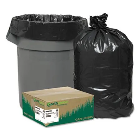 Earthsense Commercial - WBI-RNW4750 - Linear Low Density Recycled Can Liners, 56 Gal, 1.25 Mil, 43 X 48, Black, 10 Bags/roll, 10 Rolls/carton