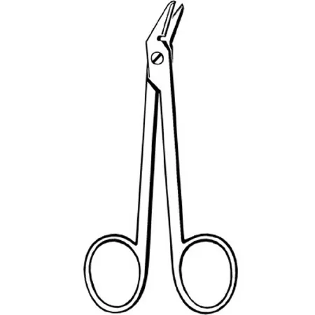 Sklar - Merit - 97-364 - Wire Cutting Scissors Merit 4-1/2 Inch Length Office Grade Stainless Steel Finger Ring Handle Angled Sharp Tip / Sharp Tip