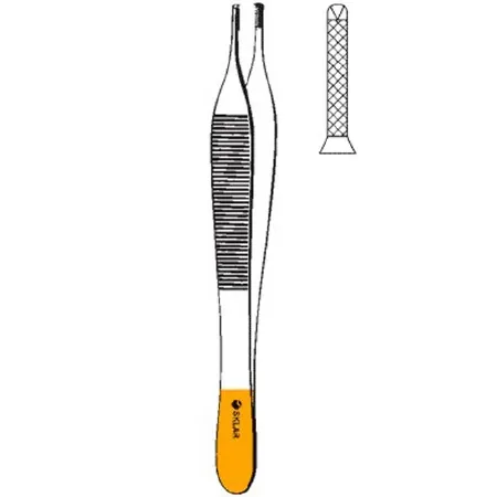 Sklar - 51-3049 - Tissue Forceps Sklar Adson 4-3/4 Inch Length Or Grade Stainless Steel / Tungsten Carbide Nonsterile Nonlocking Thumb Handle Straight Cross Serrated Tips With 1 X 2 Teeth And Tying Platform