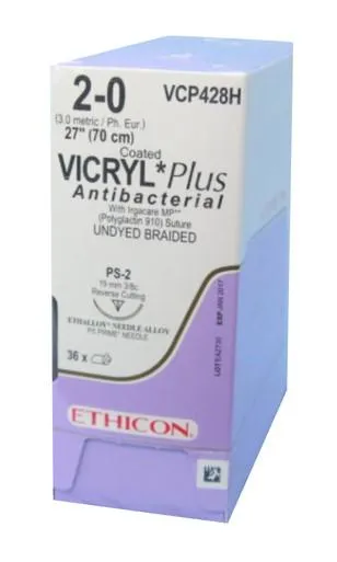 Ethicon - From: VCP421H To: VCP486H - Suture, Reverse Cutting, Braided, Needle CP 1, Circle