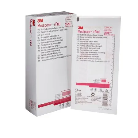3M - 3570 - Medipore Adhesive Dressing Medipore 3 1/2 X 8 Inch Soft Cloth Rectangle White Sterile