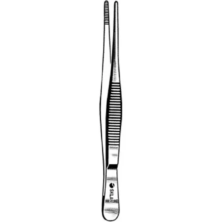 Sklar - 19-1110 - Dressing Forceps 10 Inch Length Surgical Grade Stainless Steel Nonsterile Nonlocking Thumb Handle Straight Serrated Tip