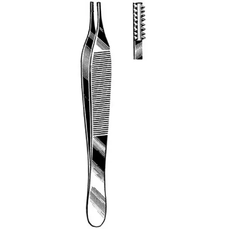 Sklar - Surgi-OR - 95-778 - Tissue Forceps Surgi-or Adson-brown 4-3/4 Inch Length Mid Grade Stainless Steel Nonsterile Nonlocking Thumb Handle Straight Serrated Tip With 7 X 7 Teeth