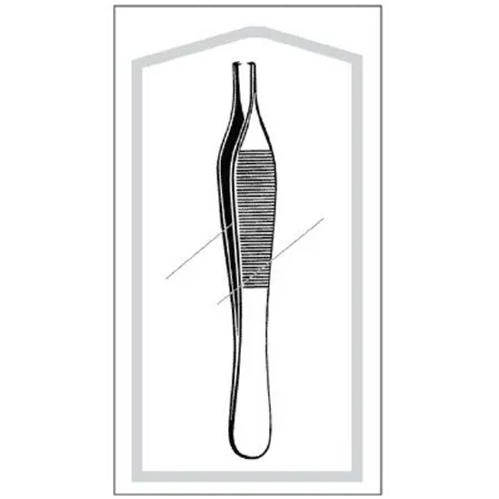 Sklar - Econo - 96-2572 - Tissue Forceps Econo Adson 4-3/4 Inch Length Floor Grade Pakistan Stainless Steel Sterile NonLocking Thumb Handle Straight Serrated Tips with 1 X 2 Teeth
