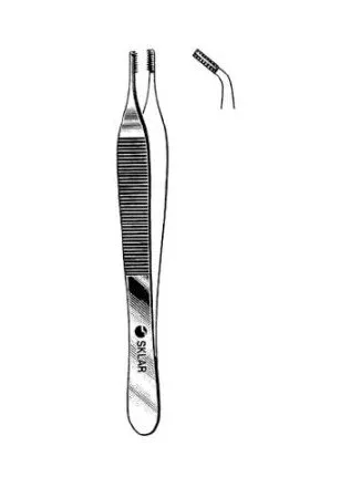 Sklar - 47-1450 - Tissue Forceps Sklar Adson-brown 4-3/4 Inch Length Or Grade Stainless Steel Nonsterile Nonlocking Thumb Handle Angled Serrated Tips With 7 X 7 Teeth