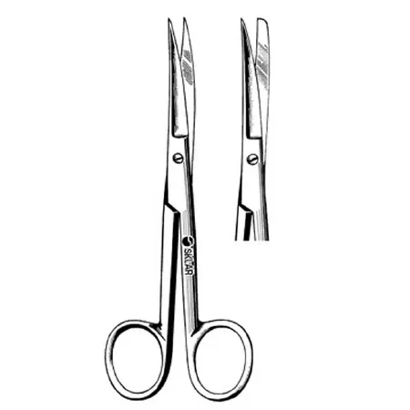 Sklar - Merit - 97-293 - Operating Scissors Merit 6-1/2 Inch Length Office Grade Stainless Steel Nonsterile Finger Ring Handle Curved Sharp Tip / Blunt Tip