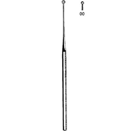Sklar - Merit - 98-170 - Ear Curette Merit Buck 6-1/2 Inch Length Octagonal Handle Size 00 Tip Straight Blunt Round Loop Tip