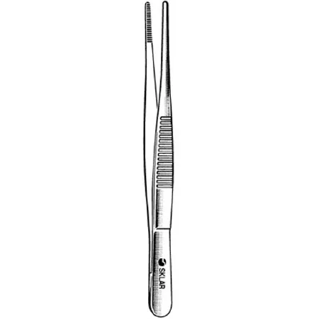 Sklar - 23-2826 - Dressing Forceps 5 Inch Length Surgical Grade Stainless Steel Nonsterile Nonlocking Thumb Handle Straight Serrated Tip