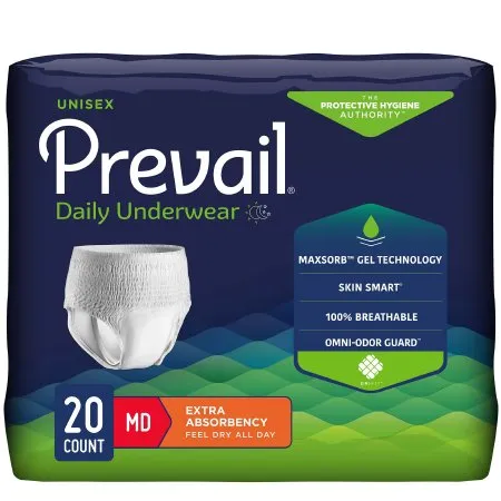 First Quality - Prevail Daily Underwear - PV-512 -  Unisex Adult Absorbent Underwear  Pull On with Tear Away Seams Medium Disposable Moderate Absorbency