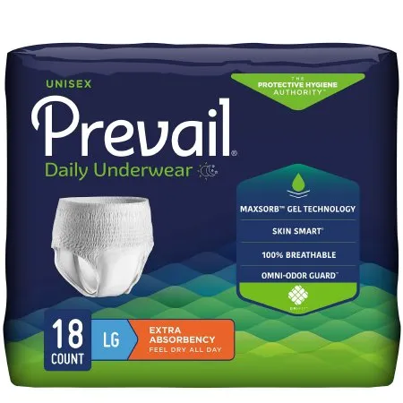 First Quality - Prevail Daily Underwear - PV-513 -  Unisex Adult Absorbent Underwear  Pull On with Tear Away Seams Large Disposable Moderate Absorbency