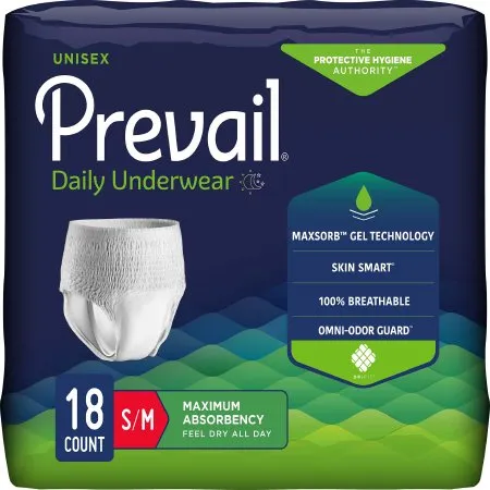 First Quality - Prevail - PVS-512 -  Unisex Adult Absorbent Underwear  Pull On with Tear Away Seams Small / Medium Disposable Heavy Absorbency