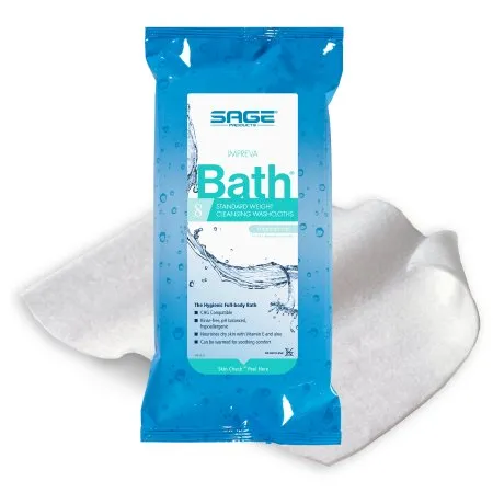 Sage - 7988 - Impreva Bath Cleansing Washcloths, Fragrance Free, 8 Count