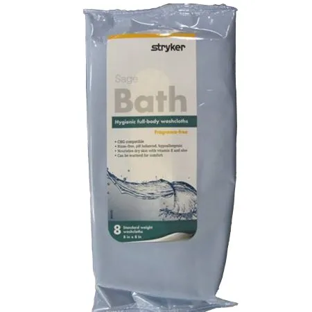 Sage Products - Sage Bath - 7989 - Rinse-Free Bath Wipe Sage Bath Soft Pack Purified Water / Methylpropanediol / Glycerin / Aloe Unscented 8 Count