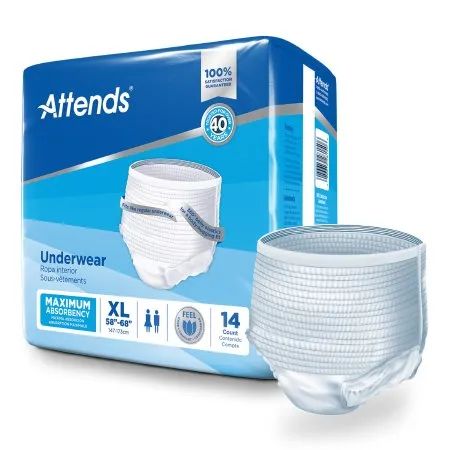 Attends Healthcare Products - Attends - AP0740 -  Unisex Adult Absorbent Underwear  Pull On with Tear Away Seams X Large Disposable Heavy Absorbency