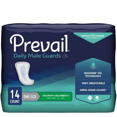 First Quality - Prevail Daily Male Guards - PV-811 -  Bladder Control Pad  12 1/2 Inch Length Heavy Absorbency Polymer Core One Size Fits Most