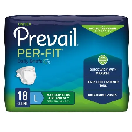 First Quality - Prevail Per-Fit - From: PF-012/1 To: PFNG-012 - Prevail Per Fit Unisex Adult Incontinence Brief Prevail Per Fit Large Disposable Heavy Absorbency
