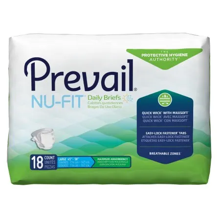 First Quality - Prevail Nu-Fit - NU-013/1 - Prevail Nu Fit Unisex Adult Incontinence Brief Prevail Nu Fit Large Disposable Heavy Absorbency