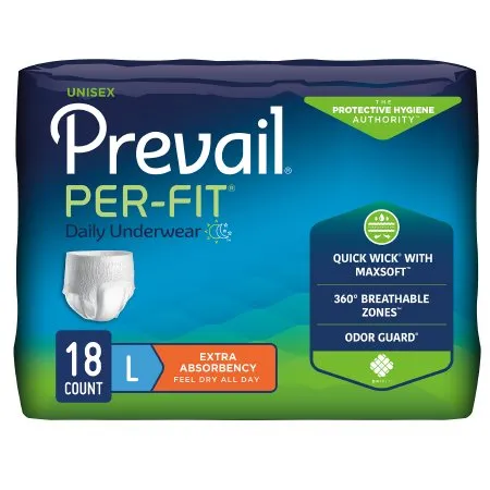 First Quality - Prevail Per-Fit - PF-513 - Prevail Per Fit Unisex Adult Absorbent Underwear Prevail Per Fit Pull On with Tear Away Seams Large Disposable Heavy Absorbency