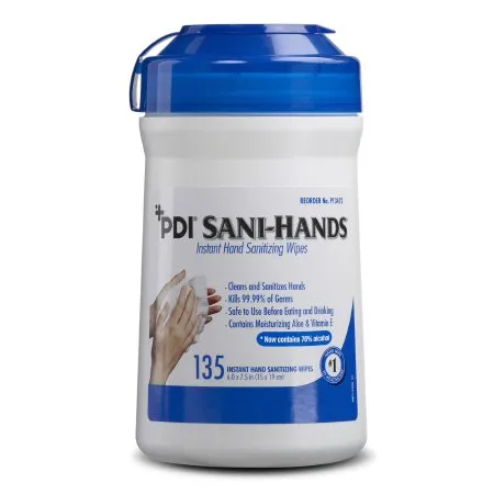 PDI - Professional Disposables - Sani-Hands - P13472 - Professional Disposables Sani Hands Hand Sanitizing Wipe Sani Hands 135 Count Ethyl Alcohol Wipe Canister