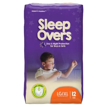 First Quality - Cuties Sleep Overs - SLP05302 -  Unisex Youth Absorbent Underwear  Pull On with Tear Away Seams Large / X Large Disposable Heavy Absorbency