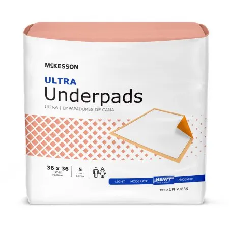McKesson - UPHV3636 - Ultra Disposable Underpad Ultra 36 X 36 Inch Fluff / Polymer Heavy Absorbency