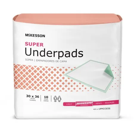McKesson - UPMD3036 - Super Disposable Underpad Super 30 X 36 Inch Fluff / Polymer Moderate Absorbency
