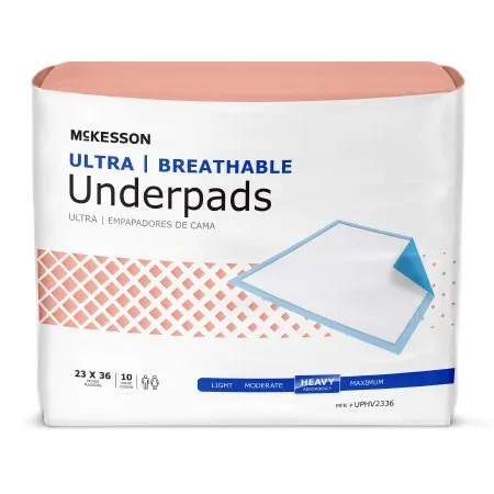 McKesson - UPHV2336 - Ultra Breathable Disposable Underpad Ultra Breathable 23 X 36 Inch Fluff / Polymer Heavy Absorbency