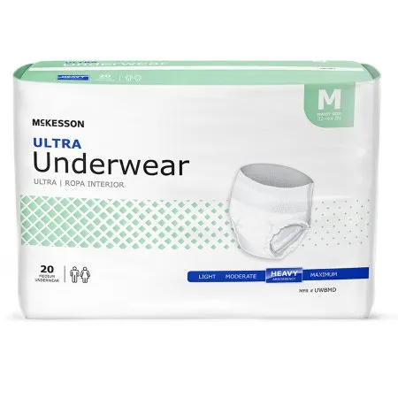 McKesson - UWBMD - Ultra Unisex Adult Absorbent Underwear Ultra Pull On with Tear Away Seams Medium Disposable Heavy Absorbency