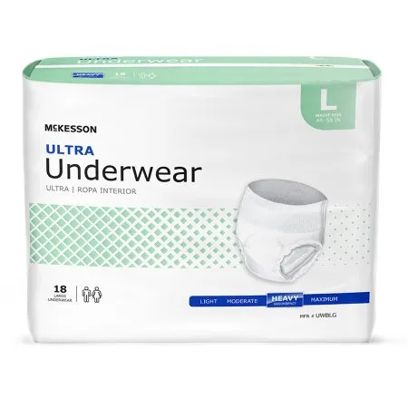 McKesson - UWBLG - Ultra Unisex Adult Absorbent Underwear Ultra Pull On with Tear Away Seams Large Disposable Heavy Absorbency