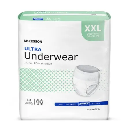 McKesson - UWBXXL - Ultra Unisex Adult Absorbent Underwear Ultra Pull On with Tear Away Seams 2X Large Disposable Heavy Absorbency