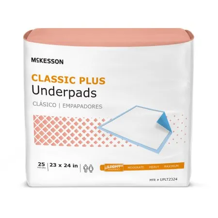 McKesson - From: UPLT2324 To: UPLT2336 - Classic Plus Disposable Underpad Classic Plus 23 X 24 Inch Fluff / Polymer Light Absorbency