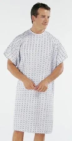 Hospitex / Encompass Group - 45257-FND - Patient Exam Gown One Size Fits Most Founders Diamond Print Reusable