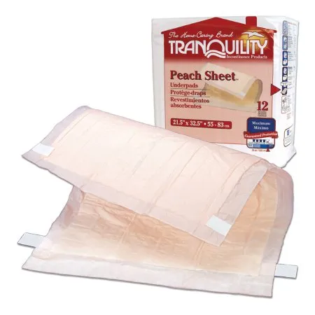 Principle Business Enterprises - Tranquility Peach Sheet - 2074 - Disposable Underpad Tranquility Peach Sheet 21-1/2 X 32-1/2 Inch Super Absorbent Polymer Heavy Absorbency