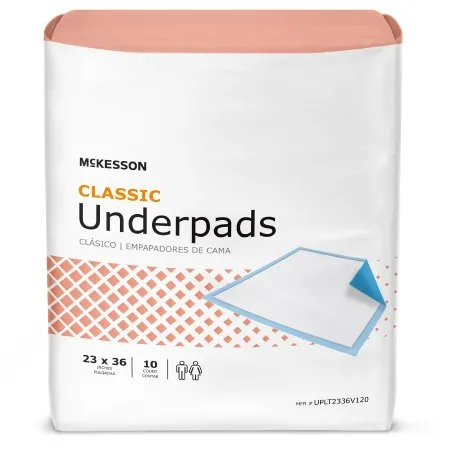 McKesson - UPLT2336V120 - Classic Disposable Underpad Classic 23 X 36 Inch Fluff Mat Light Absorbency